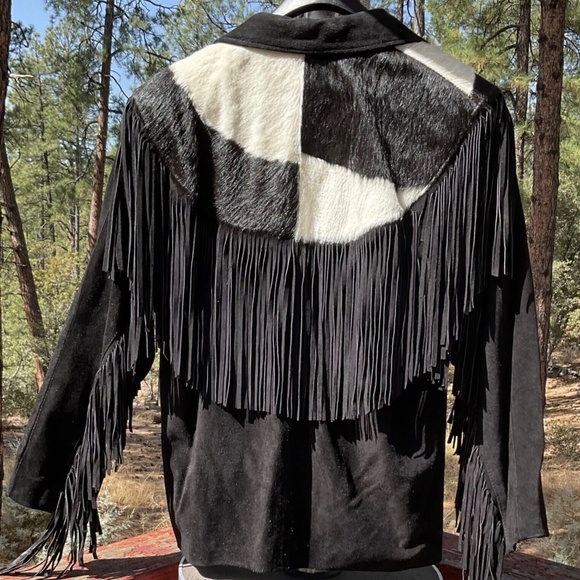 Vintage Women’s Leather Fringe Cowboy Jacket Black Small Contempo Casuals RARE - Picture 7 of 9